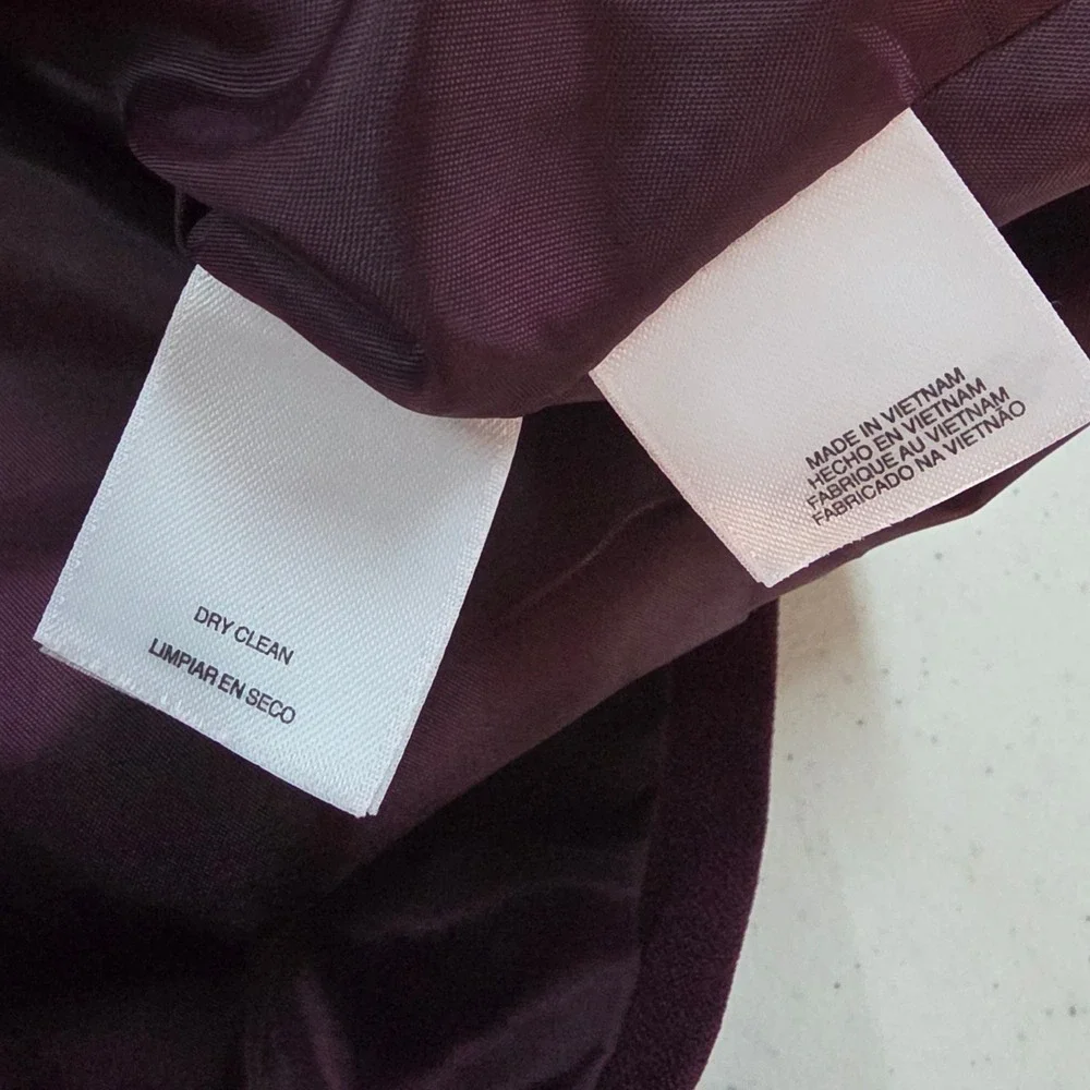 Le Suit Womens Burgundy  Collar Scalloped Blazer Jacket Size 6 Plum Professional